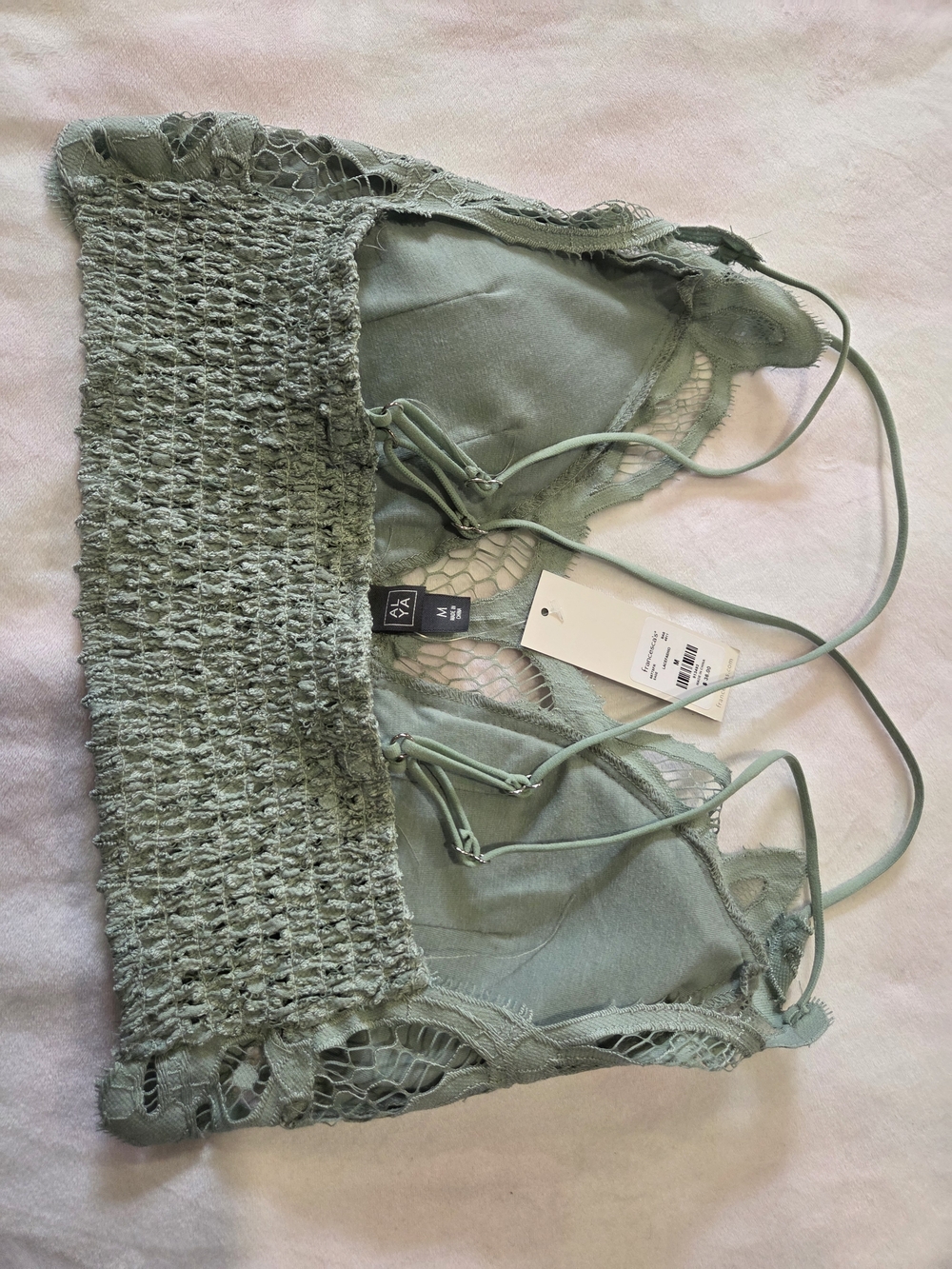 Francesca's Collections Olive Lace Smocked Bralette